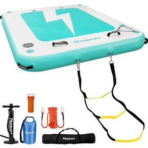 FBSPORT 8ft Inflatable Floating Dock, Inflatable Air Dock Platform Floating Island Raft with Non-Slip Surface, Inflatable Water Floating Dock Mat for Lake Pool Beach Ocean