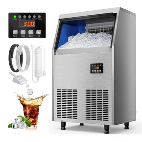 Commercial Ice Maker Machine 100LBS/24H, Under Counter Ice Maker with 34LBS Storage Capacity, Stainless Steel Ice Machine for Restaurant Home Bar, DOE