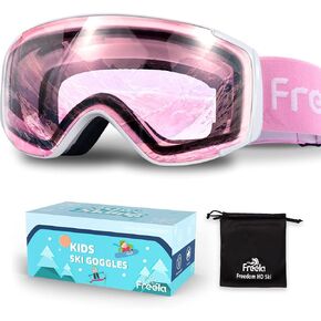 Freela Kids Ski Snowboard Goggles for Toddler(3-14) Youth Anti Fog Anti UV Goggles Girls Boys Snow Skiing Equipment