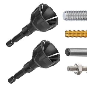 Hakkin 5Pcs Burr Removal Tool, Deburring External Chamfer Tool with Tungsten Carbide Blade, Hex Shank Deburring Tool for Metal, Bolt Thread Repair with Quick Release Shank Fits 1/8"-3/4"(3mm-20mm)