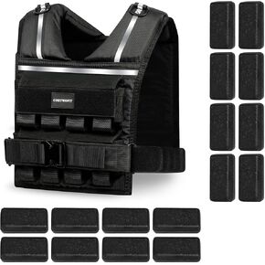 Adjustable Weighted Vest Men 2-35 LBS, Rucking Vests for Walking with Reflective Stripe, 0.4" Ultra Thick Padding Strength Training Workout Vest for Running GYM Home, Detachable Iron Weights