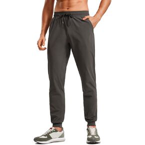 CRZ YOGA Athletic Joggers for Men 29"/31" Lightweight Water Resistant Outdoor Workout Pants with Zip Pockets
