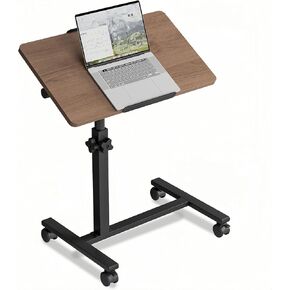 Medical Overbed Tables Over The Bed Table with Wheels Adjustable Height Bedside Table Rolling Desk Laptop Stand for Couch Bed Table Tray Table Portable Desk-Black