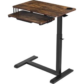 ETHU Overbed Table with Wheels, Upgrade Medical Table with Drawer, Hospital Bed Table, Workstation Table, Adjustable Overbed Bedside Rolling Laptop Table(Walnut)