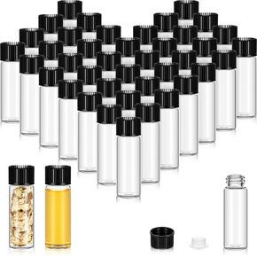 Lallisa 80 Pcs Clear Glass Vial Glass Sample Vial Clear Bottles with Screw Caps and Plastic Stopper Leakproof for Oil Sample Aromatherapy Fragrance Vials Lightweight Perfume Travel (7 ml)