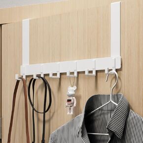 Over The Door Hooks, Sturdy Door Hanger, Large Over The Door Towel Rack with 6 Hooks, Heavy Duty Easy to Install, for Bathroom, Bedroom，Kitchen，Hanging Towels, Coats (White).