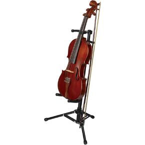Violin Stand, Adjustable Height Violin Stand with Bow Holder, Aluminum Alloy Instrument Stand Ukulele Stand with Lock Buckle on the Top for Ukulele, Violin, Guitar