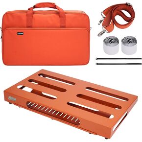 22" x 12.5" Large Guitar Pedal Board with Power Supply Cradle, Carry Bag Included, Inspiring Orange (SPB-22OR)