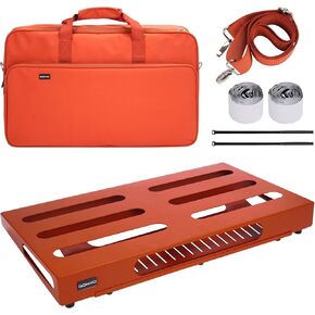 Large Guitar Pedal Board 22" x 12.6" with Carrying Bag, Built-in Power Supply Mounting Plate (Vibrant Orange)