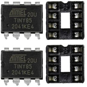 2pcs ATTINY85-20PU DIP-8 IC MCU 8BIT Microcontroller with 8KB (2pcs and ic socket)