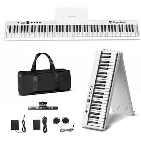 Portable Piano Keyboard, Semi-Weighted Folding Digital Piano 88 Key, Full Size, Wood Grain, Electric Piano Keyboard w/MIDI Bluetooth, Suitable for Adult, Toddler, Kids