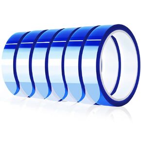 6 Rolls 20mm x33m(108ft) Blue Heat Tape High Temperature Heat Resistant Tape Heat Transfer Tape for Heat Sublimation Press Vinyl,No Residue