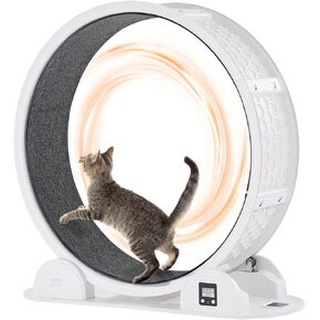 VEVOR Cat Exercise Wheel with Pedometer, 40.8 in, Cat Running Wheel with Brake & Carpeted Runway, Quiet Cat Treadmill for Indoor Cats Under 30lbs, Cat Exerciser for Pets Health & Fitness Black