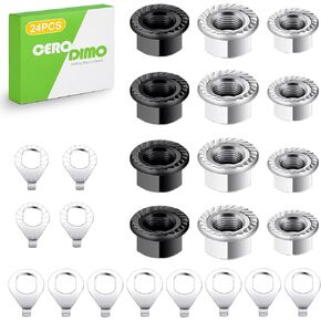 24PCS Bike Axle Nut and Safety Washer Kit, M8 M9.5 M10 Bicycle Replacement Parts for Front and Rear Wheels, Fits Mountain and Road Bikes