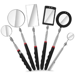 6 Pcs LED Telescoping Inspection Mirror,Retractable LED Mechanical Mirror Tool,Under Vehicle Inspection Mirror,Car Visual Reflector,Retractable Under Vehicle Detection Mirror