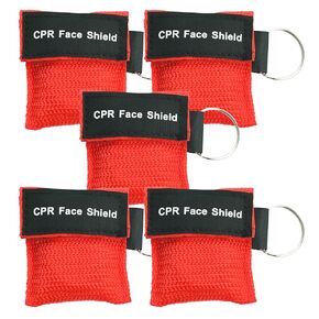 5 Packs CPR Face Shield, One-Way CPR Mask for Pocket Keychain, CPR Emergency Face Shield for First Aid Cardiac Resuscitation Training