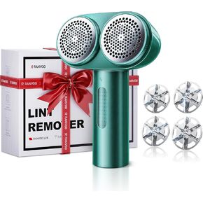 [1s 100% Fabric Renewal] [Smart Cloth Care] RANVOO Professional Fabric Shaver, Dual-Head Electric Rechargeable Lint Remover Fuzz/Pill for Sweater, Clothes & Furniture with 2 Replace Head Blades