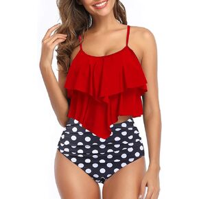 Cysincos Bathing Suit for Women Two Piece Tummy Control Swimsuit High Waisted Tankini Bathing Suits with Bikini Bottom