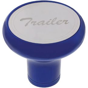 United Pacific 22969 Air Brake Valve Control Knob, Trailer, Deluxe, Aluminum, Screw-On, with Stainless Plaque, Indigo Blue