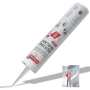 XFasten Clear Silicone Caulk Neutral Cure 10.1 oz – 100% Waterproof Silicone Sealant, Crack and Shrink Resistant, Low Odor, Strong Adhesion Caulking for Kitchen, Bath, Window, Shower, Outdoor Use