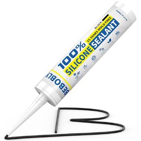 Black Silicone Caulk & Sealant, 100% Waterproof Silicone Caulking, Silicone Sealant Caulking for Kitchen, Bathroom, RV, Interior & Exterior Use, Shrink & Crack Proof, 10.2 FL. OZ/300ML, 1 Pack