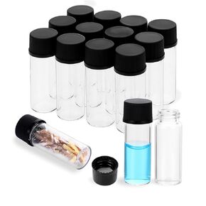 Small Liquid Sample Vial, 2ml Clear Glass Vials with Screw Caps and Plastic Stoppers, 1/2 Small Lab Sample Vials with Lids, Sealed Sample Vials, Leak-Proof Liquid Storage Empty Vial