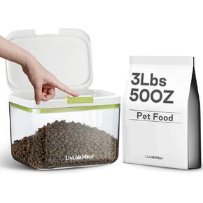 5lbs/80OZ/4.3qt Airtight Dog food storage container with lids,Dog Treat Container With Measuring cup,Dry Pet Food storage bin for Dogs,Cats,and Birds 4.5L