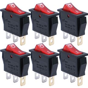 mxuteuk 6pcs AC110V/120V Rocker Switch Red Light Illuminated Snap-in Toggle Switch Power SPST ON-Off Switch 3 Pin, Use for Household Appliances Industrial Equipment MXU3-101NR