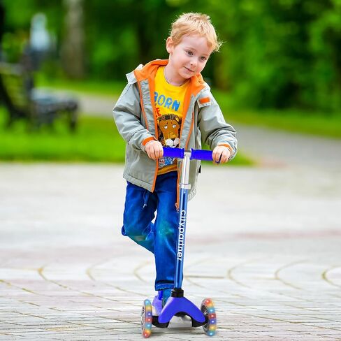Kids Scooter, Children and Toddler 3 Wheel Kick Scooter, LED Lighted Wheels and 3 Adjustable Height Handlebars, Lean-to-Steer, 3 Wheel Scooter for Boys & Girls Ages 3-8 in Saudi Arabia