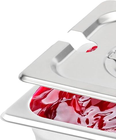 Restlrious Hotel Pan 1/6 Size Stainless Steel Steam Table Pan with Lid, 6" Deep Chafer Food Pan, Pack of 6 Stackable Anti-Jam Steam Pan for Hotel, Restaurant Supplies, Party, Buffet & Event Catering in Saudi Arabia