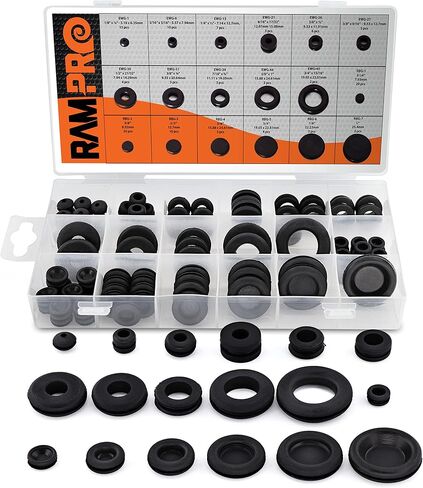 125pc 18 Sizes Rubber Grommet Kit - Includes Rubber Grommets for Wiring, Rubber Hole Plugs, and Automotive Firewall Grommet (1/4" 5/16" 1/2" 7/32" 3/8" 9/16" 5/16" 5/8" 3/4" 7/8" 15/16" 21/32" 1") in Saudi Arabia
