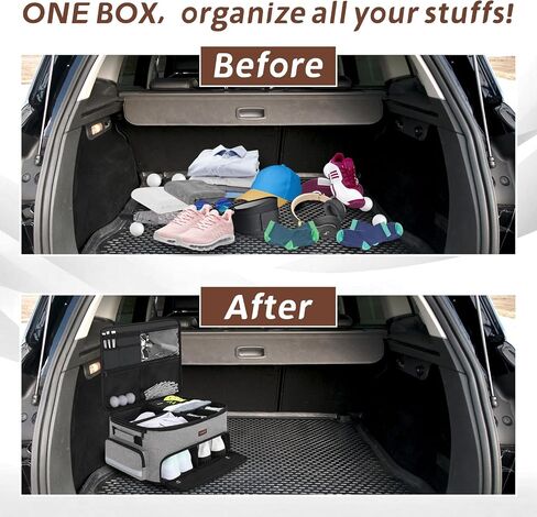 Skureay Golf Trunk Car Locker Organizer, Multi Compartments 2 Layer Car Storage Organizer With Separate Ventilated Shoe Compartment Reflective Strip, To Store Golf Accessories For Men Women (Grey) in Saudi Arabia