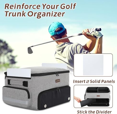 Skureay Golf Trunk Car Locker Organizer, Multi Compartments 2 Layer Car Storage Organizer With Separate Ventilated Shoe Compartment Reflective Strip, To Store Golf Accessories For Men Women (Grey) in Saudi Arabia