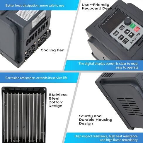 VFD Variable Frequency Drive 2.2kW,220VAC Single to 3 Phase 380V Drive Inverter,Adjustable PWM Variable Motor Speed Control Inverter,for Controlling The Motor Start Stop CW/CCW Etc in Saudi Arabia