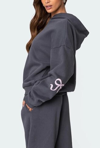 Bow Print Sweat Set for Women Two Piece Tracksuit Long Sleeve Oversized Hoodie Wide Leg Sweatpants 2 Piece Outfits in Kuwait