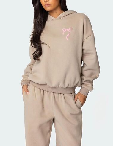 Bow Print Sweat Set for Women Two Piece Tracksuit Long Sleeve Oversized Hoodie Wide Leg Sweatpants 2 Piece Outfits in Kuwait