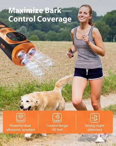 2024 Dog Bark Deterrent Device - Rechargeable Ultrasonic Anti-Bark Tool with 50ft Range for Indoor & Outdoor Use (Orange) in Saudi Arabia