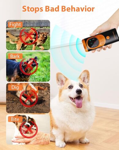2024 Dog Bark Deterrent Device - Rechargeable Ultrasonic Anti-Bark Tool with 50ft Range for Indoor & Outdoor Use (Orange) in Saudi Arabia