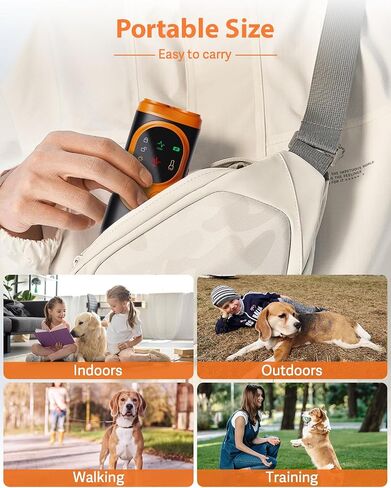 2024 Dog Bark Deterrent Device - Rechargeable Ultrasonic Anti-Bark Tool with 50ft Range for Indoor & Outdoor Use (Orange) in Saudi Arabia