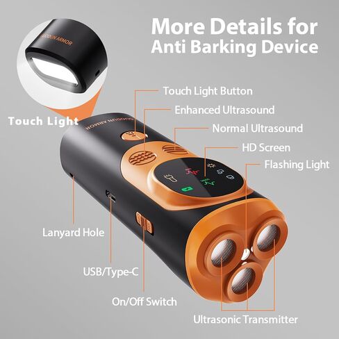 2024 Dog Bark Deterrent Device - Rechargeable Ultrasonic Anti-Bark Tool with 50ft Range for Indoor & Outdoor Use (Orange) in Saudi Arabia