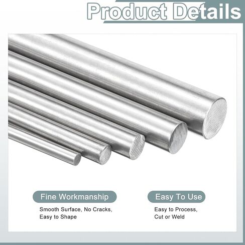 uxcell 5Pcs 304 Stainless Steel Rods, 3.5mm x 254mm Metal Solid Shaft Round Rod Lathe Bar Stock for Model Plane Cars Ship DIY Craft Metal Working in Saudi Arabia