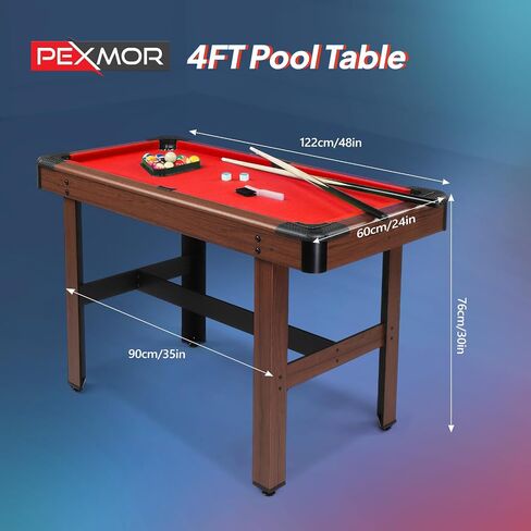 PEXMOR 48" Pool Table, Billiard Game Table for Kids and Adults, Mini Pool Table Set Indoor & Outdoor for Game Room Family with Balls, Cues, Chalk, Brush and Triangle in Saudi Arabia