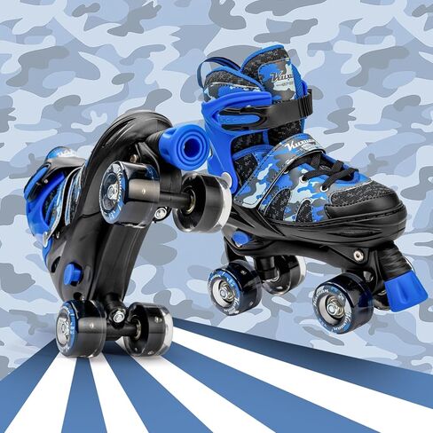 زلاجات Kuxuan للأولاد والبنات زلاجات دوارة مموهة قابلة للتعديل مع عجلات مضيئة، زلاجات دوارة مضيئة ممتعة للأطفال والبنات والشباب in Kuwait