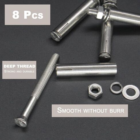 8 Pcs M8 x 80mm 304 Stainless Steel Hex Expansion Bolt, 304 Stainless Steel Expansion Screw Bolts Sleeve Anchoring Fastener Wall Concrete Brick Expansion Screw in Kuwait
