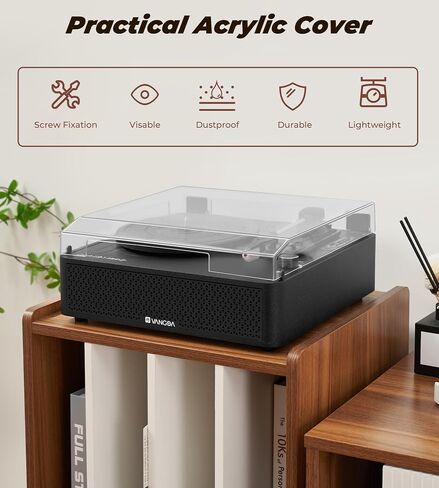 Vangoa Vinyl Record Player with 2 Built-in Speakers, Wireless Belt Drive Turntable Support 3 Speed 3 Size, AUX-in, Headphone, RCA All-in-one Retro Vinyl Players, RP-02, Black in Saudi Arabia