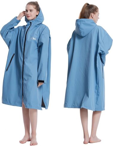 Oksun Oversized Waterproof Swim Parka: Windproof Warm Coat - 3/4 Sleeve Swimmer Jacket - Thin Fleece Lined Surf Poncho in Saudi Arabia