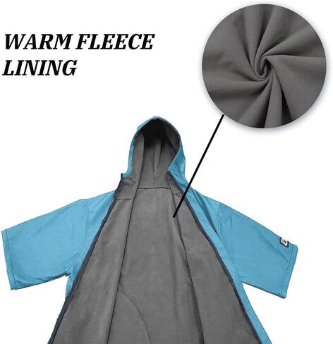 Oksun Oversized Waterproof Swim Parka: Windproof Warm Coat - 3/4 Sleeve Swimmer Jacket - Thin Fleece Lined Surf Poncho in Saudi Arabia