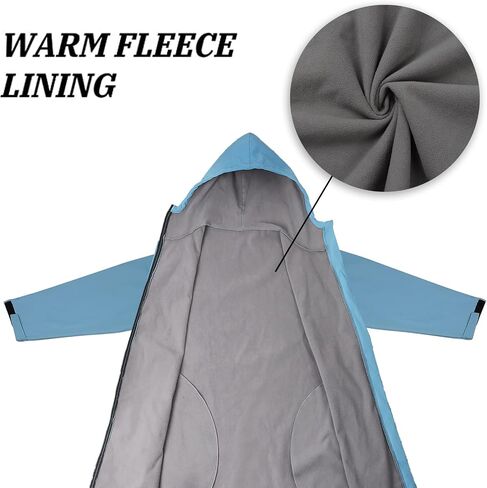 Oksun Oversized Waterproof Swim Parka: Windproof Warm Coat - 3/4 Sleeve Swimmer Jacket - Thin Fleece Lined Surf Poncho in Saudi Arabia