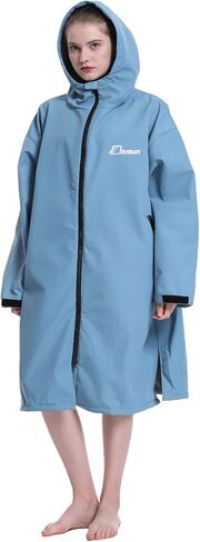 Oksun Oversized Waterproof Swim Parka: Windproof Warm Coat - 3/4 Sleeve Swimmer Jacket - Thin Fleece Lined Surf Poncho in Saudi Arabia