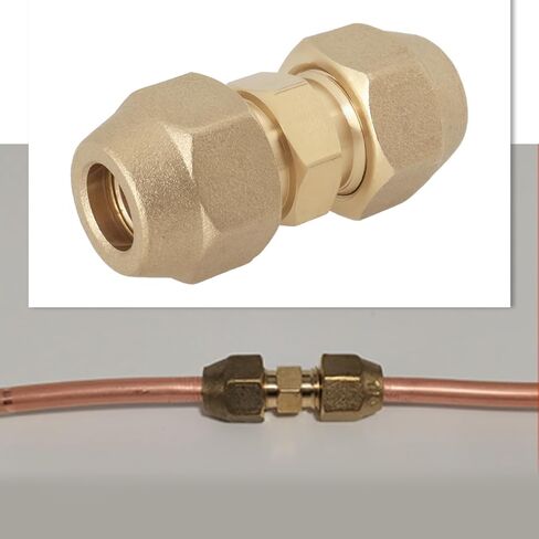 1Pc 3/8 Refrigerant Line Union Nut Brass Flare Union Connector for 9mm and 9.52mm Outer Diameter Air Conditioning Copper Tube in Kuwait